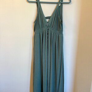 Lovestitch Teal Button Front Accent Maternity Maxi Dress